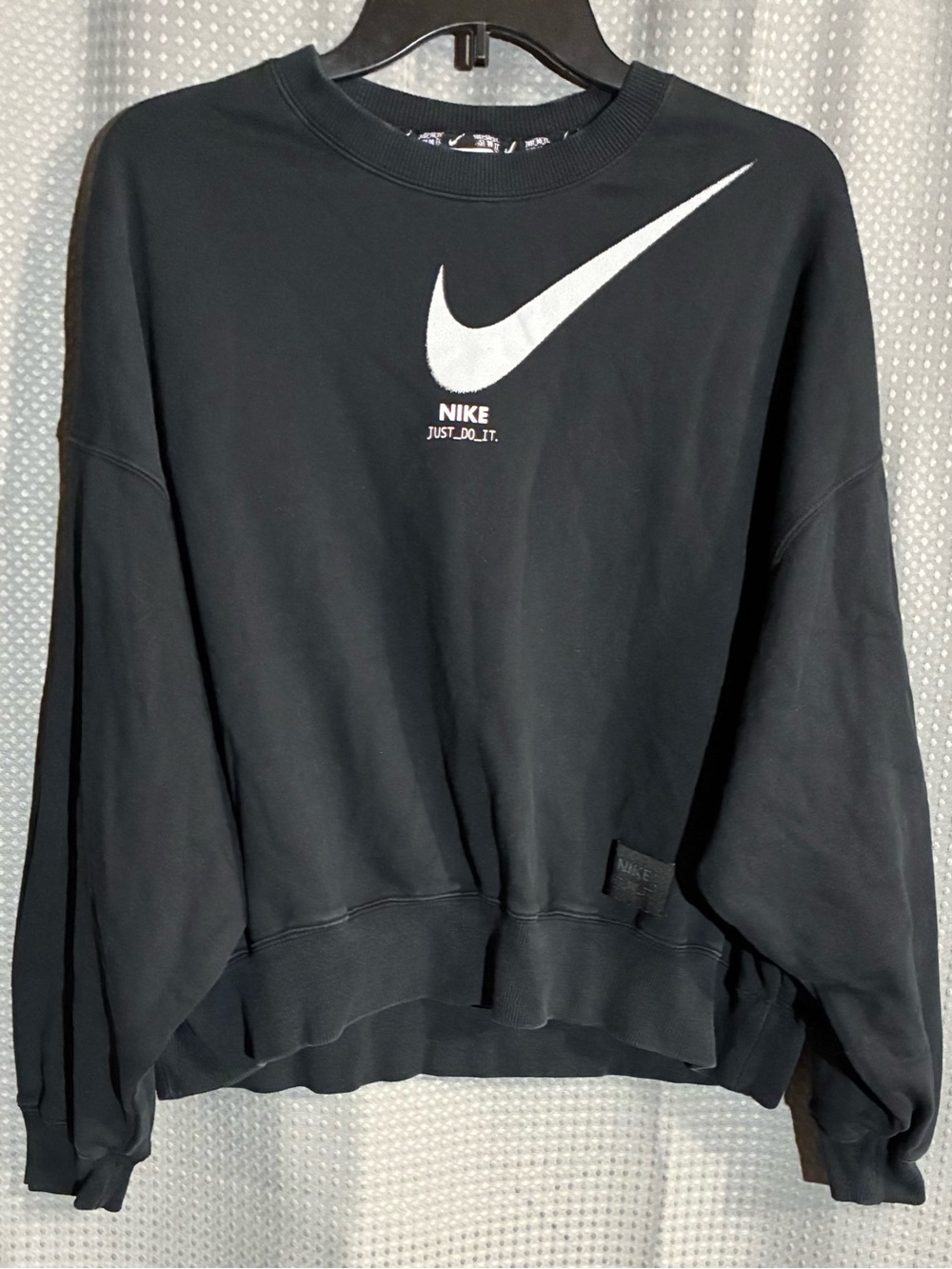 Nike Black Slouchy Oversized Sweatshirt PS Vintage Middle Swoosh white Vintage